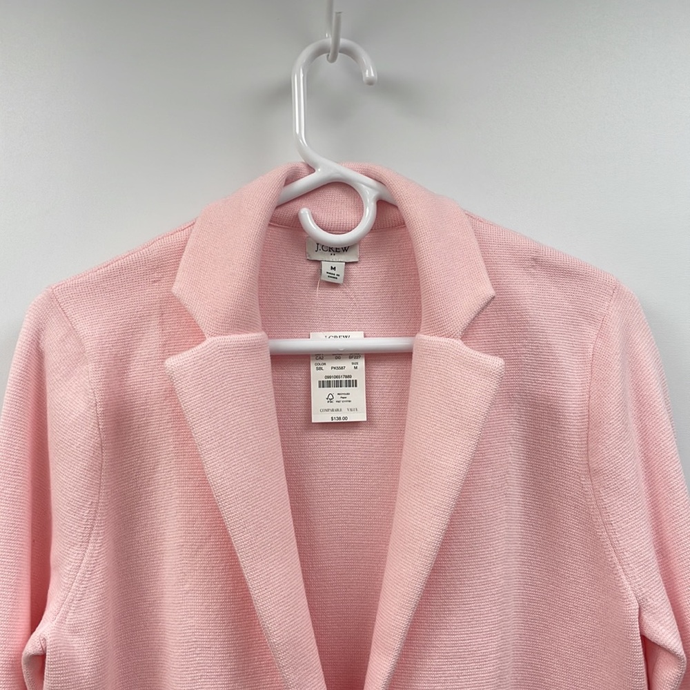 NWT J. Crew Schoolboy Single Breasted Sweater Blazer Knit Jacket Pink Medium - Picture 4 of 9